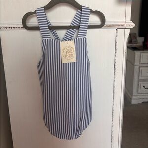 The Beaufort Bonnet Company Blue and White Striped Bodysuit